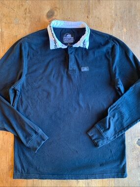Lurking Class Long-Sleeve Blue Polo with Contrast White Thorn Collar